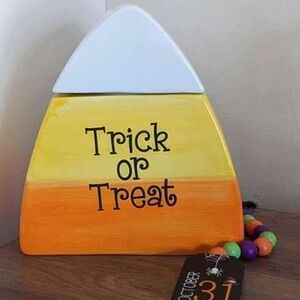 Candy Corn Trick or Treat Cookie/Candy Canister
